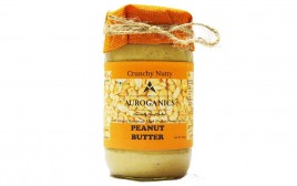 Auroganics Crunchy Nutty Peanut Butter   Glass Jar  350 grams